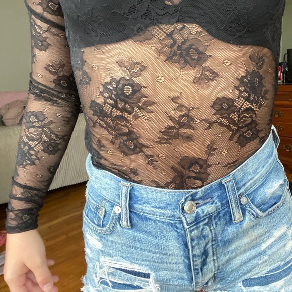 Forever21 sheer flower bodysuit - Picture 7 of 8